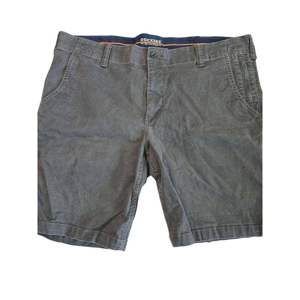 Dockers Mens Chino Shorts Size 40 Dark Gray Wash Straight Flat Front Stretch